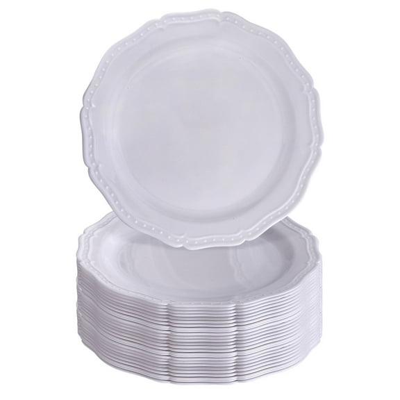 WHITE PLASTIC PLATES | 20 Wedding Plates | 10.25”