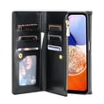 thumbnail image 5 of SaniMore for Samsung Galaxy A14 5G Wallet Case, PU Leather Wrist Shoulder Strap Flip Stand Card Slots RFID Blocking Zipper Purse Shockproof Anti-fall TPU Inner Shell Flip Folio Protective Cover, Black, 5 of 10
