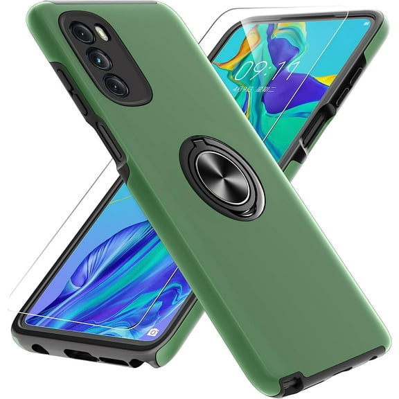 for Moto G Stylus 5G 2022 Case with HD Screen Protector, [Military Grade] Shockproof Protection Case with 360° Magnetic Built-in Ring Holder Kickstand Case for Moto G Stylus 5G 2022, Green