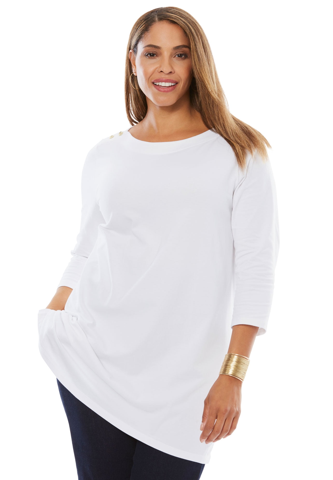 Jessica London Womens Plus Size Boatneck Tunic