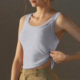thumbnail image 4 of Women's Built In Bra Camisole Padded Tank Top, Solid Color Cotton Vest, Inner Outer Wear Base Layer, Wireless Shelf Bra Undershirt, Adjustable Strap Yoga Sleep Top, 4 of 7