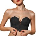 thumbnail image 2 of Strapless Bras for Women Push Up Lace Bustier Corset Front Button Bandeau Non Slip Soft Bra Black XL, 2 of 6