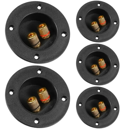 5-Pack Car Stereo Speaker Terminal Binding Posts with Round Spring Cup Connectors for Subwoofer, Black
