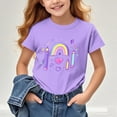 thumbnail image 6 of WRKEKC Girls Summer T-Shirts, Casual T-Shirts for Girls, Little Girls Summer Printed Pattern Short Sleeve Back Of School Season Round Neck Casual T-Shirts, 6 of 7