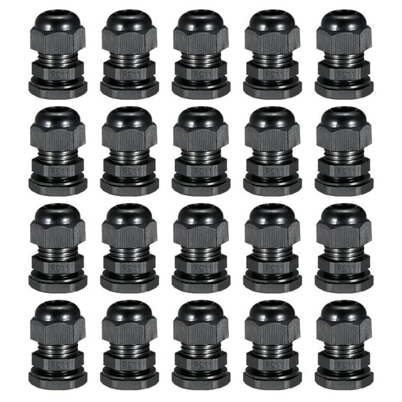 20Pcs PG11 Cable Gland Waterproof Joint Adjustable Black for 5mm-10mm Dia Wire