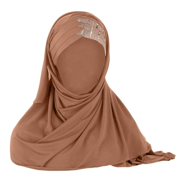 Pxiakgy Hijab Scarf for Women 2025 Trendy Women Glitter Sequin Hijab Muslim Head Wrap Scarf Long Turban Headband Hair Cap Shawl Coffee One Size