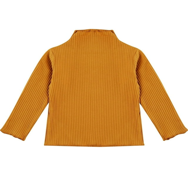 Hauts pour Enfants Couleur Unie Col Montant Manches Longues Pull Blouse
