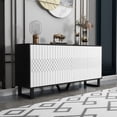 thumbnail image 2 of KULAGAGA Sideboard Buffet Cabinet with Pop-up Door, Console Table Cupboard for Kitchen Dining Room, White&Black, 2 of 9