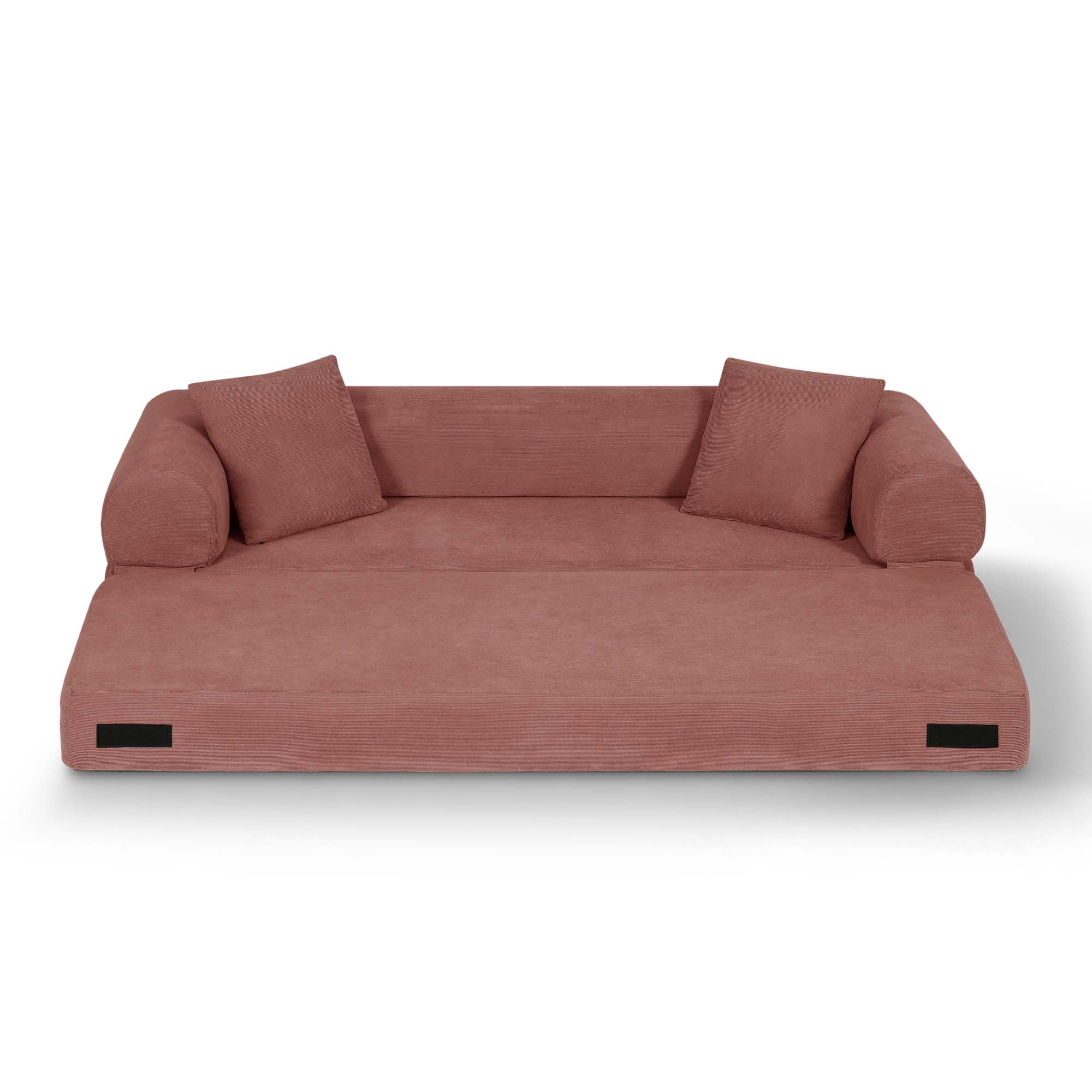 Miniyam 80" W Convertible Sofa, Boneless Couches for Living Room, Folding Sleeper Sofa Bed Queen with Pockets, Corduroy Flod Out Compressed Couch in a Box(Pink)