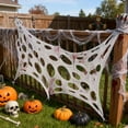 thumbnail image 2 of Gustave Large Beef Netting Spider Web Halloween Decoration Gauze Stretch Cobwebs Cuttable Fake Spooky White Spiderwebs with Stakes for Yard Garden Party Outdoor Indoor Decor, 39.4"x78.7", 2 of 7