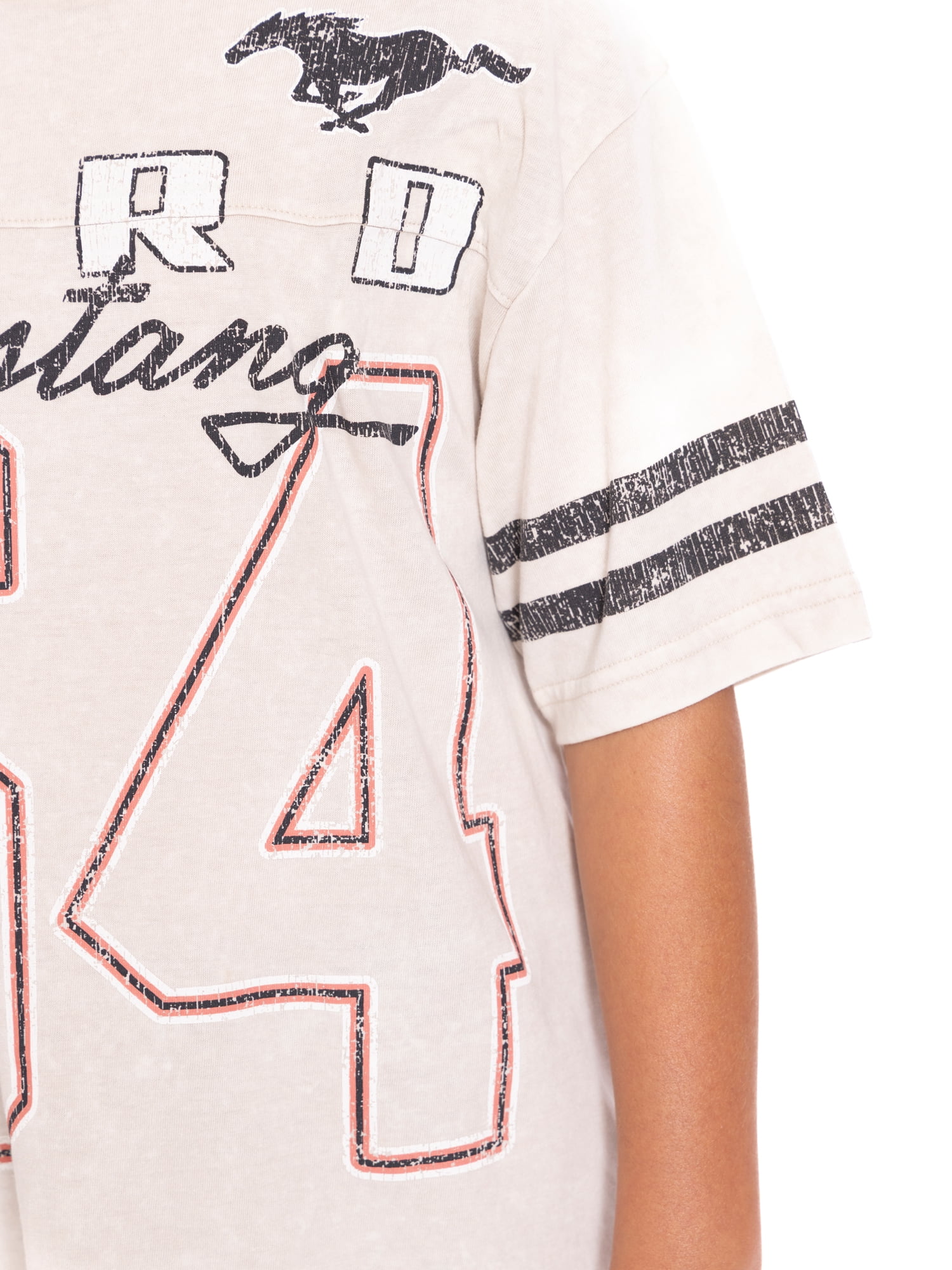 Ford Mustang Boys Mineral Washed Graphic Football Tee with Short Sleeves, Sizes 4-18