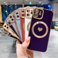 thumbnail image 6 of for iPhone 12 Case Compatible with MagSafe, Luxury Love Heart Soft Phone Case, Full Camera Lens Protection Magnetic Case for iPhone 12 for Women Girls (6.1") - Red, 6 of 10