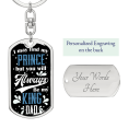thumbnail image 2 of Always Be My King Dad Stainless Steel or 18k Gold Premium Swivel Dog Tag Keychain, 2 of 8