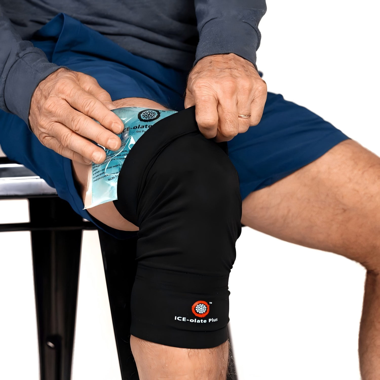 Knee Support Brace with Reusable Hot & Cold Gel Pack, Adjustable Compression Knee Wrap for Workouts, Daily Activities and Post-Workout Comfort - ICE-OLATE PLUS - XL
