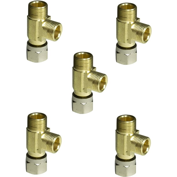Lead Free Brass Angle Stop AddATee Valve 3/8" Compression Inlet x 3/8" Outlet x 3/8" Outlet