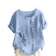 thumbnail image 1 of Camisetas de Manga Corta para las Mujeres Impreso Botón de Manga Corta Camiseta Blusa Poliéster, Ropa Casual Mirar Superior para las Mujeres, 1 of 8