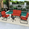 thumbnail image 4 of SUNCROWN 4-Piece Outdoor Patio Furniture Set Wrought Iron Conversation Sets, Red, 4 of 14
