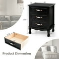 thumbnail image 2 of Gymax 3 Drawers Nightstand Wood Sofa End Side Accent Furniture Table Black, 2 of 9