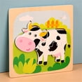 thumbnail image 2 of Childrens Cow Puzzle Grasp Board Wooden Toy For Birthday Boy Girl Early Educational Learning, 2 of 2
