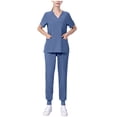 thumbnail image 2 of BVOFAR Scrubs for Women Set V-Neck Tops & Jogger Pants Medical Nursing Uniform Solid Color Stretch Scrubs Set with Pockets, 2 of 6