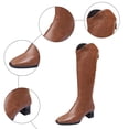 thumbnail image 6 of Rokment Wide Calf Knee High Boots for Women with Back Zipper Fashion Casual Leather Square Toe Block Mid Heel Long Tall Dress Boots Winter Spring Brown Size 8, 6 of 9