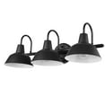 thumbnail image 1 of Barnyard 3-Light Matte Black Vanity Light with White Interior Shades, 1 of 6