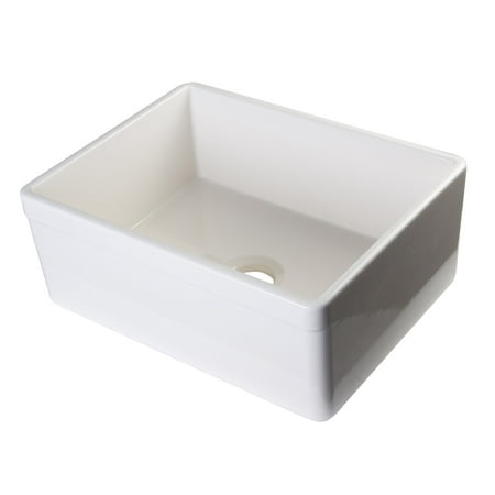 ALFI Brand AB506 White 26-in Decorative Lip Single Bowl Fireclay Farmhouse Kitchen (Best Farmhouse Sink Brand)