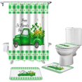thumbnail image 1 of FMSHPON Shamrock CloverRetro Truck 4 Piece Bathroom Set Shower Curtain Bath Rug Contour Mat and Toilet Lid Cover, 1 of 7
