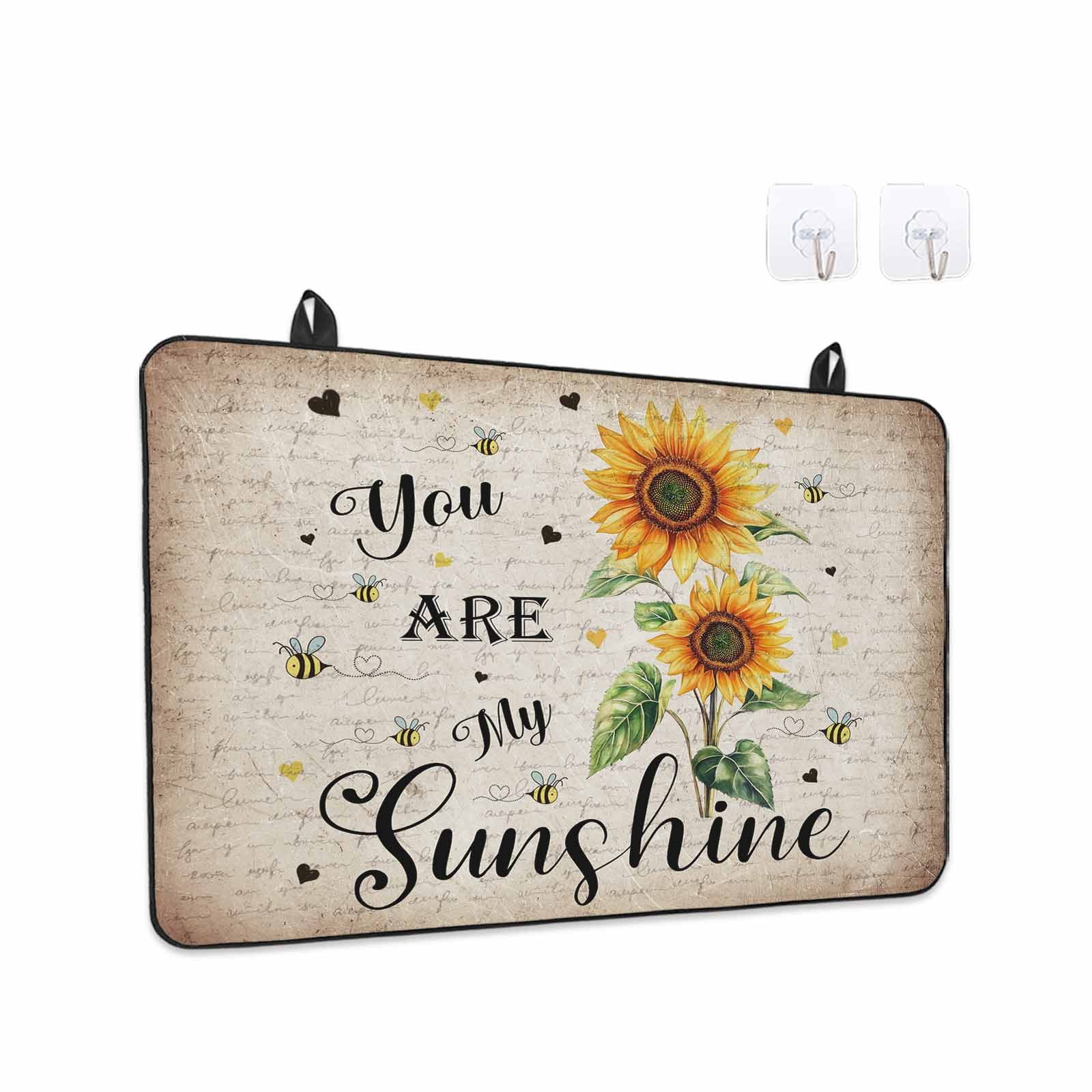 Sunflower Stove Top Cover for Electric Stove, Heat-proof & Non Slip Glass Top Stove Cover Protector, Vintage Summer Botanical Bee Spring Floral Kitchen Flat Cooktop Rubber Mat 24x21 Inches
