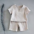 thumbnail image 1 of 12M-8 años, 2 uds., conjuntos de ropa para niños y niñas, ropa de verano 2021 para niñas, ropa Retro de algodón y lino para niños, trajes para niños Deng Xun unisex, 1 of 2