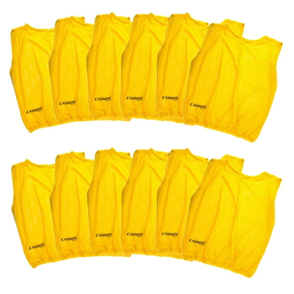 Cannon Sports Scrimmage Vests with Elastic Bottom Pack of 12 (Yellow, Extra Large)