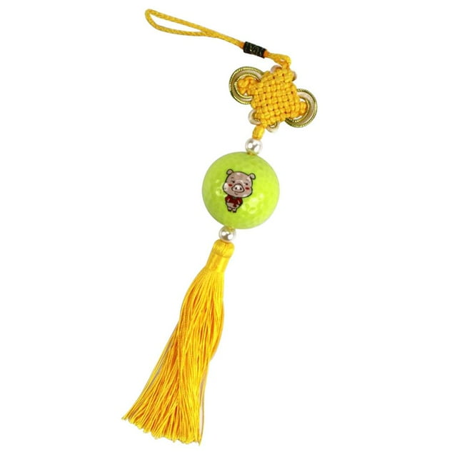Nudos Chinos De Pelota para golf Con Borla Con De Cerdo Moda Colgante Decorativo De Artesanal Para Proyecto De Bricolaje Festival De Primavera Amarillo claro Sharpla Pelota de golf con nudo chino