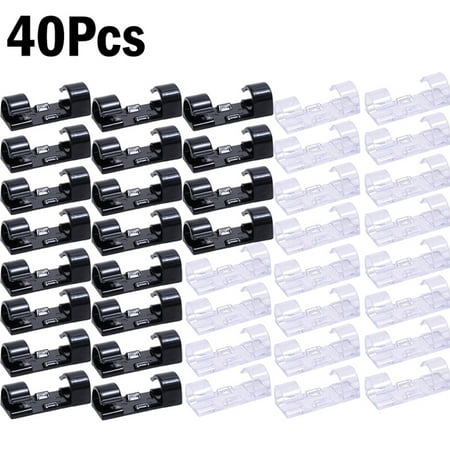 1-60Pcs Self-Adhesive Cable Clips Organizer Drop Wire Holder Cord Management Ethernet Cable TV PC Under Desk Car Wire Clip