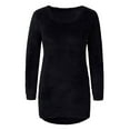 thumbnail image 2 of Daeful Hauts en Tricot pour Femmes Col Rond Chandail Tunique Unie Blouse Noire TTP, 2 of 6
