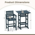 thumbnail image 3 of Costway 3-Piece Patio HDPE Bar Set Armchairs withSquare High-Top Table Footrest & Backrest Navy, 3 of 10