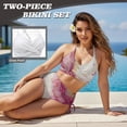 thumbnail image 5 of DISNIMO Womens High Waisted Bikini Sets Marble Printed Tummy Control Swimsuit 2 Piece Twist Front Bathing Suits Push Up Top with Ruched Bottom, S, 5 of 7