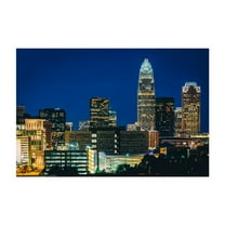 The Charlotte Skyline - Charlotte North Carolina Photography City Skyline Architecture Night Sky Nightlife Modern Art Unframed Wall Art Print 32 x 48 inches
