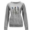 thumbnail image 4 of ZKCCNUK Women's 2025 Autumn Winter Casual Crewneck Feather Sweatshirt Long Sleeve Loose Pullover Tops, 4 of 4