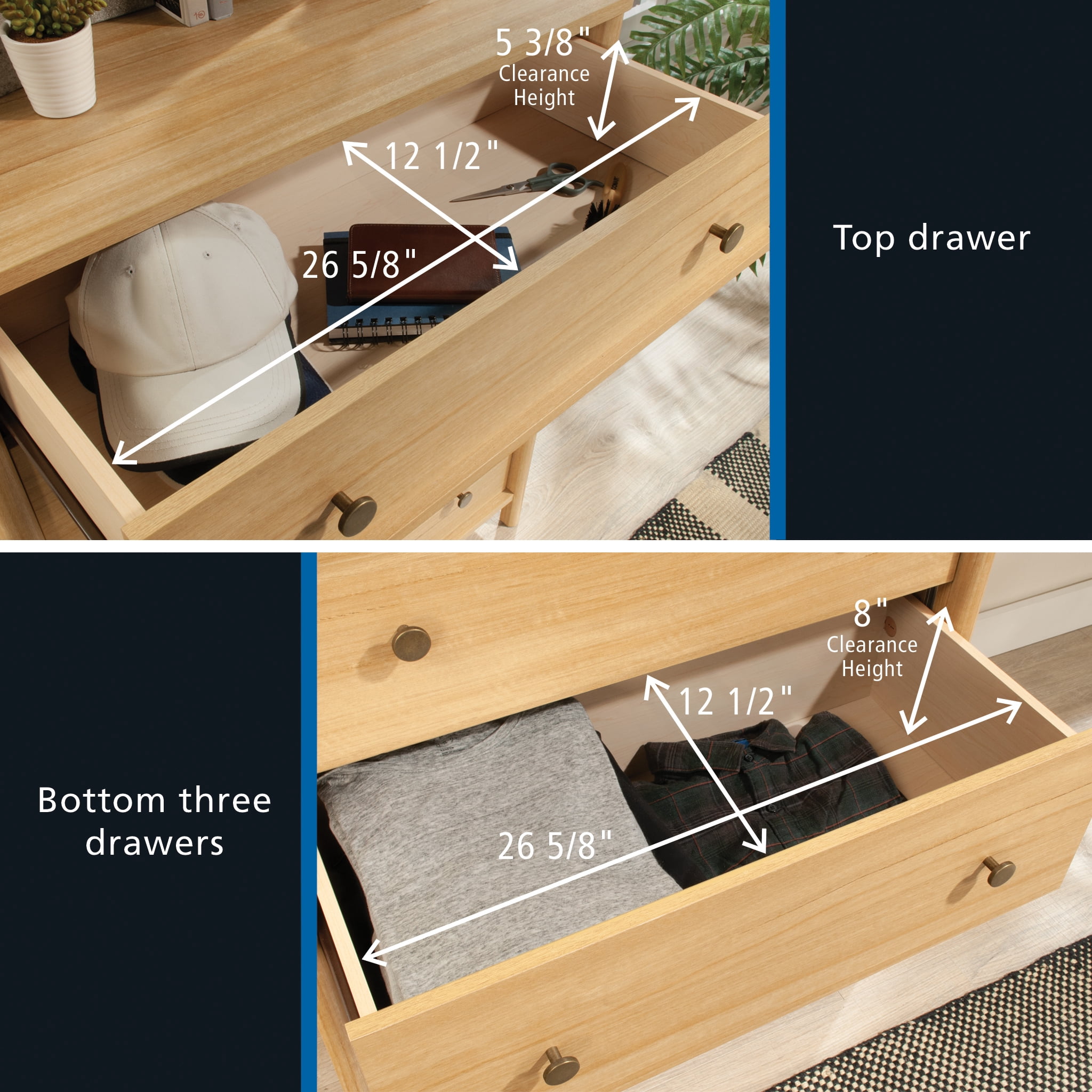 Mainstays Dowel 4 Drawer Dresser, Natural Teak Finish