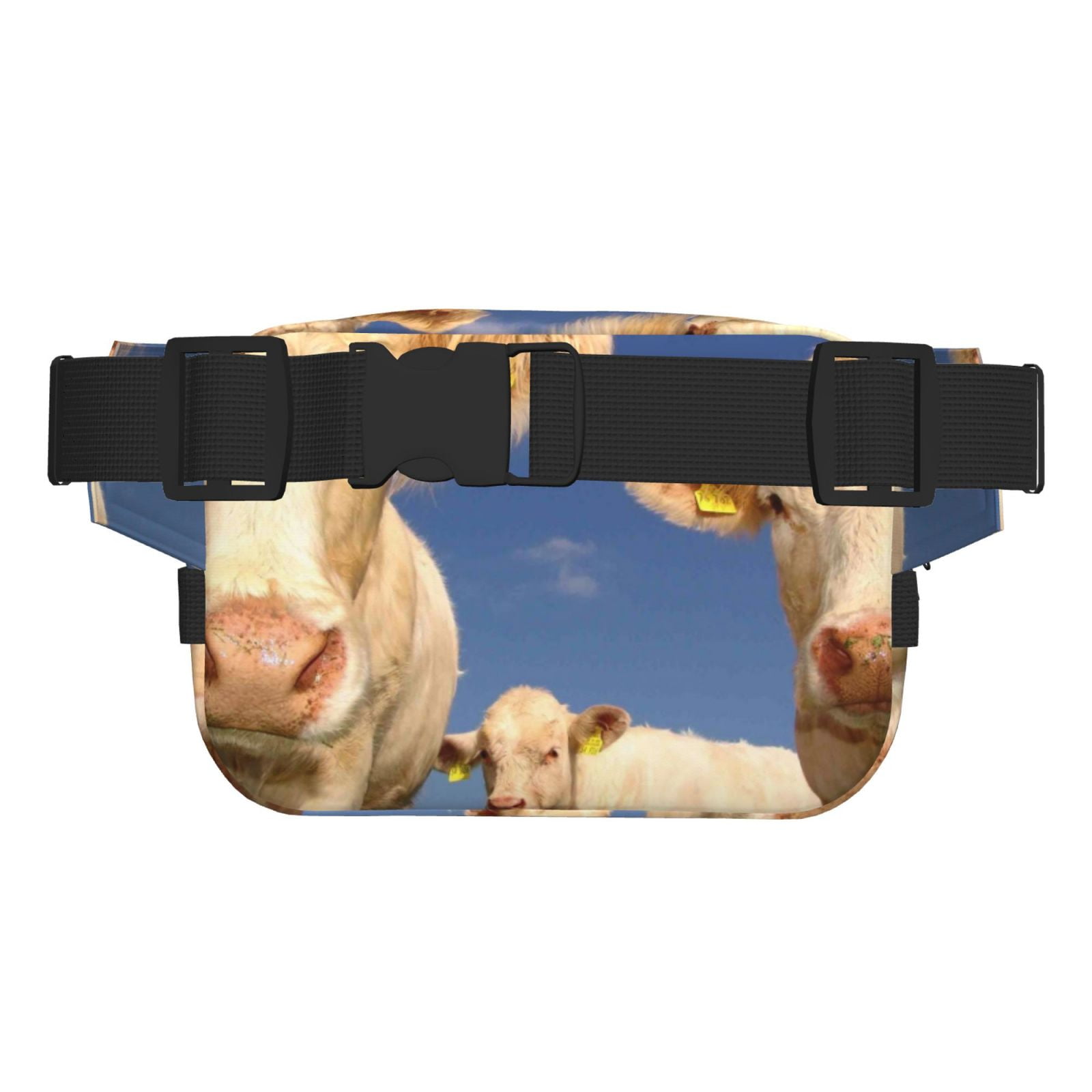 Picia Cows Cattles Print Square Double-Layer Waist Bag Mini Adjustable Waist Belt Bag Exercise Running Travel Hiking