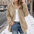 thumbnail image 2 of Abcomgle Winter Coats for Girls 7/8 Full Zip Sherpa Girls Jacket Fleece Hooded Teddy Sweatshirt for Girls Winter Warm Fuzzy Sweater for Girls with Pockets,11-12Y,Khaki, 2 of 6