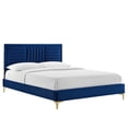 thumbnail image 2 of Modway Sofia Channel Tufted Performance Velvet Twin Platform Bed in Navy, 2 of 8
