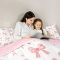 thumbnail image 5 of Manfei Watercolor Bowknot Full Size Comforter Sets, Kawaii Love Heart Bedding Comforter Set, Teens Kids Girls Women Reversible Bedding Sets, Ultra Soft Bedroom Decor, 3pcs, 5 of 8