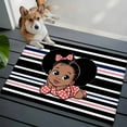 thumbnail image 5 of Black Stripes Bathroom Rug Washable 2x3 Entryway Rug Non Slip Cartoon Funny Pink Cute Bow Girl Striped Front Door Mat Low Pile Indoor Doormat Throw Floor Carpet for Kitchen Bedroom Entrance, 5 of 8