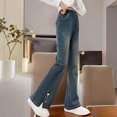 thumbnail image 6 of StSilkitty Girls Flare Jeans High Waist Elastic Bell Bottom Denim Pants with Pockets Soft Lightweight Trousers, 6 of 9