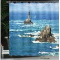 thumbnail image 4 of Ambesonne Ocean Shower Curtain, Daytime Wavy Rocky Sea, 69"Wx84"L, Blue Grey White, 4 of 5