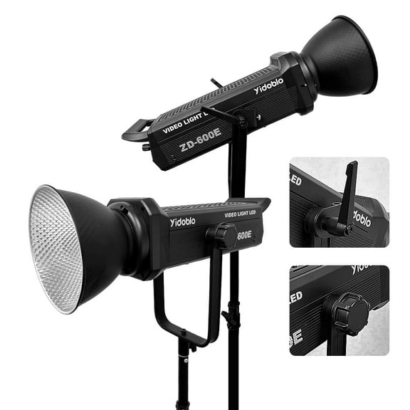 Yidoblo 600W ZD-600E Bi-Color LED Video Light 2700-7500K Studio Photography Lighting for Filmmaking, Live Streaming, Broadcasting