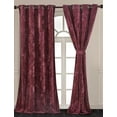 thumbnail image 2 of Chezmoi Collection Lux Burgundy Distressed Velvet Curtains 2 Panel Set, Room Darkening Luxury Velvet Grommet Top Window Drapes for Living Room Bedroom 50" W x 84" L, 2 of 9