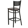 thumbnail image 4 of Flash Furniture HERCULES Series Black Grid Back Metal Restaurant Barstool - Walnut Wood Seat, 4 of 7