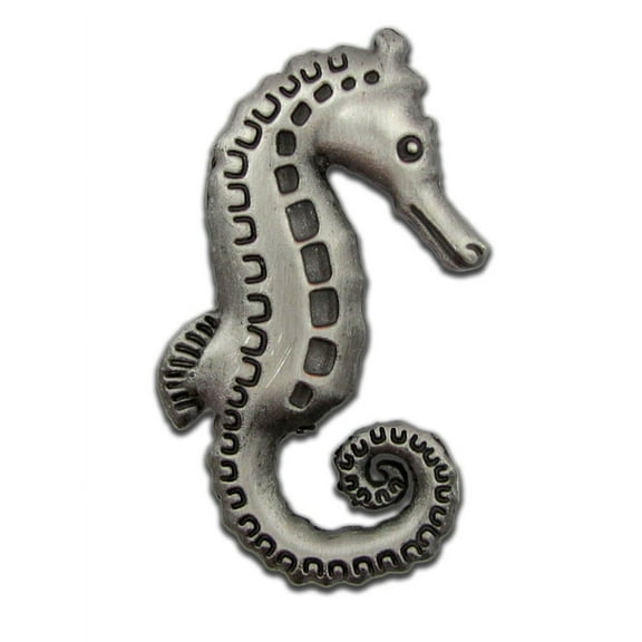 Antique Silver 3D Sea Horse Ocean Animal Lapel Pin 1